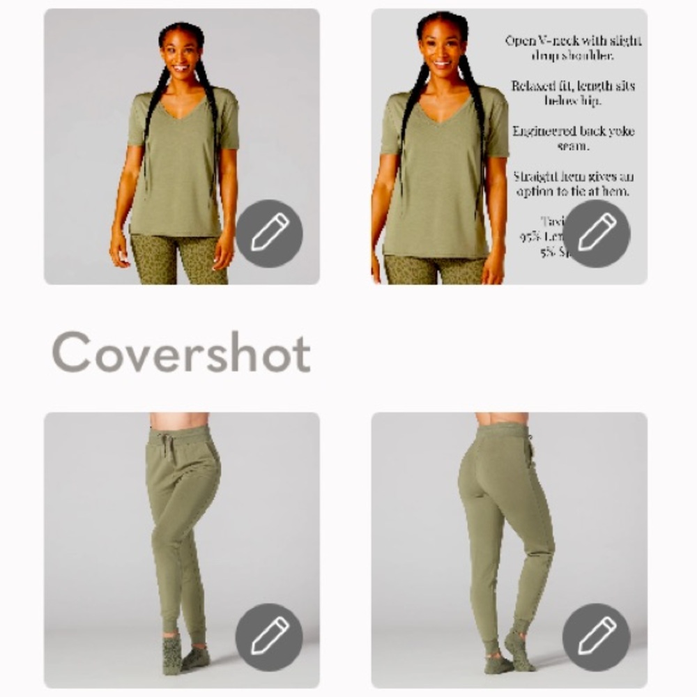 Tavi @Neiman Marcus Olive Everyday V-Neck Tee & High Waisted Fitted Jogger Set S